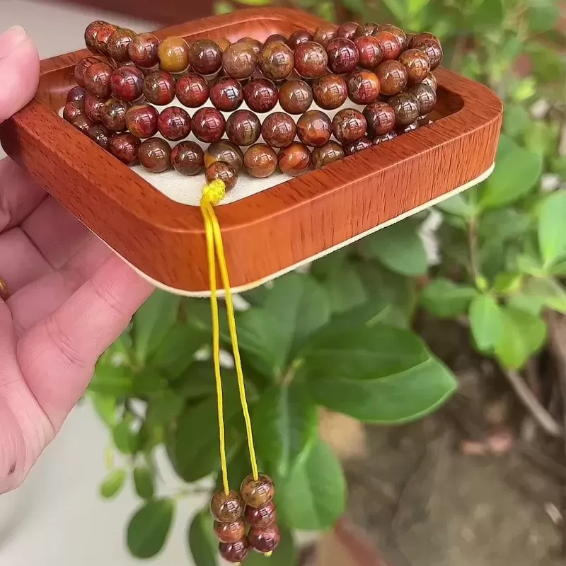 Zhan Guo Red Agate 108 Mala Bracelet – Natural Multi-Layer Fire-Earth Crystal Jewelry | Buddhist-Inspired Prayer Beads | Unisex