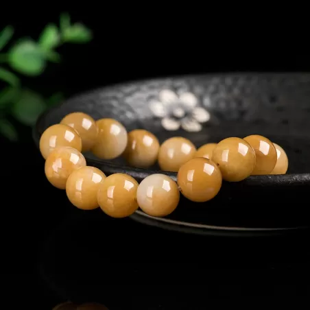 Gobi Yellow Jade Bracelet | Natural Silky Soft Jade 13mm Beads