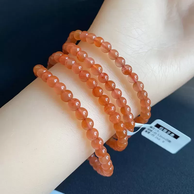 South Red Agate 108 Mala Bracelet – Cherry to Persimmon Red Beads | Buddhist-Inspired Multi-Wrap Prayer Jewelry | Fire Element C