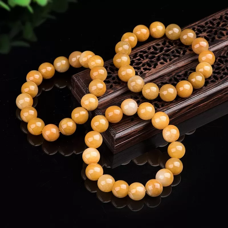 Gobi Yellow Jade Bracelet | Natural Silky Soft Jade 13mm Beads