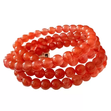 South Red Agate 108 Mala Bracelet – Cherry to Persimmon Red Beads | Buddhist-Inspired Multi-Wrap Prayer Jewelry | Fire Element C