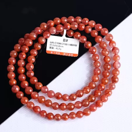 South Red Agate 108 Mala Bracelet – Cherry to Persimmon Red Beads | Buddhist-Inspired Multi-Wrap Prayer Jewelry | Fire Element C