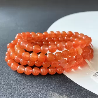 South Red Agate 108 Mala Bracelet – Cherry to Persimmon Red Beads | Buddhist-Inspired Multi-Wrap Prayer Jewelry | Fire Element C