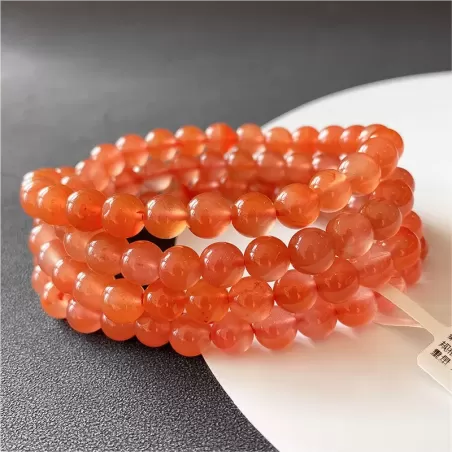 South Red Agate 108 Mala Bracelet – Cherry to Persimmon Red Beads | Buddhist-Inspired Multi-Wrap Prayer Jewelry | Fire Element C