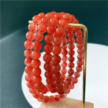 South Red Agate 108 Mala Bracelet – Cherry to Persimmon Red Beads | Buddhist-Inspired Multi-Wrap Prayer Jewelry | Fire Element C