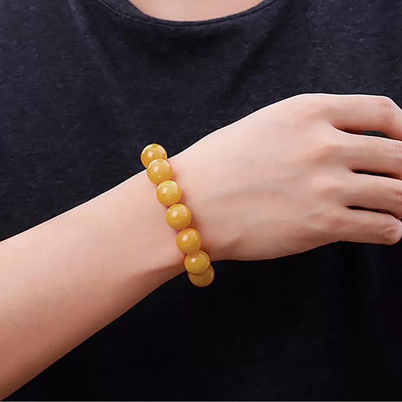 Gobi Yellow Jade Bracelet | Natural Silky Soft Jade 13mm Beads