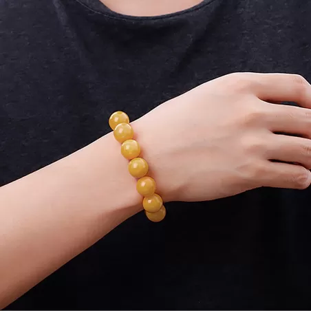 Gobi Yellow Jade Bracelet | Natural Silky Soft Jade 13mm Beads