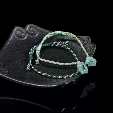 Blue Water Jade Orchid Bracelet – Type A Jade Hand-Carved | Elegant Minimalist Jewelry for Couples | Symbol of Grace & Flow | Wa