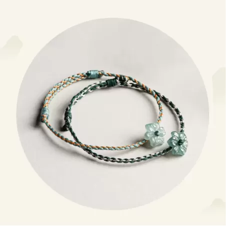 Blue Water Jade Orchid Bracelet – Type A Jade Hand-Carved | Elegant Minimalist Jewelry for Couples | Symbol of Grace & Flow | Wa