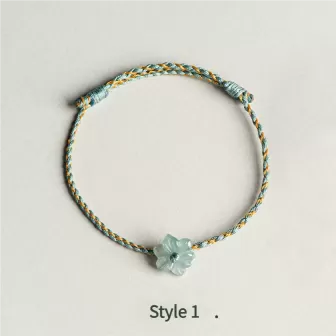 Blue Water Jade Orchid Bracelet – Type A Jade Hand-Carved | Elegant Minimalist Jewelry for Couples | Symbol of Grace & Flow | Wa