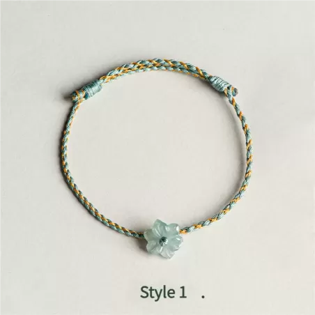 Blue Water Jade Orchid Bracelet – Type A Jade Hand-Carved | Elegant Minimalist Jewelry for Couples | Symbol of Grace & Flow | Wa