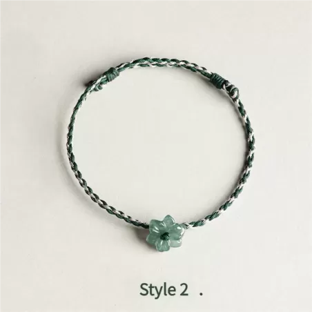 Blue Water Jade Orchid Bracelet – Type A Jade Hand-Carved | Elegant Minimalist Jewelry for Couples | Symbol of Grace & Flow | Wa