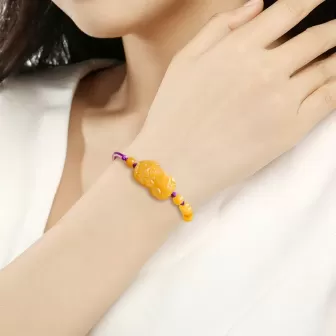 Golden Silk Jade Pixiu Bracelet – Handcrafted Wealth & Protection Talisman | Five Elements Earth 2