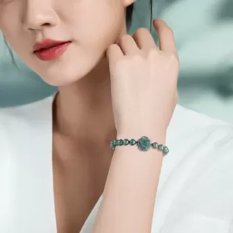 Blue Jade Rose Bracelet | Natural A-Grade Ice Jade Handwoven String Bracelet – Symbol of Eternal Love 2