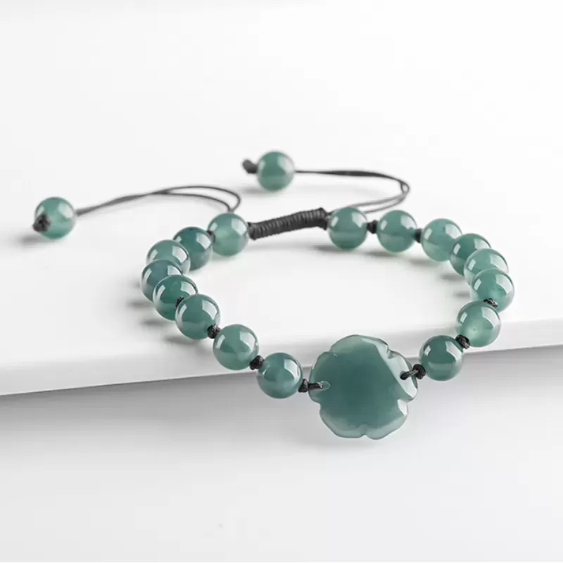 Blue Jade Rose Bracelet | Natural A-Grade Ice Jade Handwoven String Bracelet – Symbol of Eternal Love