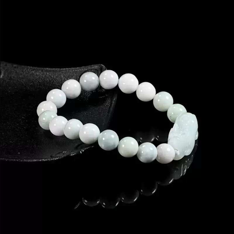 White Jadeite Pixiu Wealth Bracelet | Grade-A Ice Jade | Natural Burmese Jade Jewelry