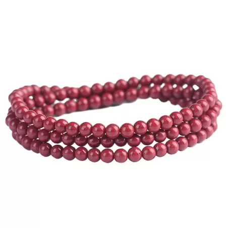 Natural Red Cinnabar Crystal Mala Bracelet – 108 Beads Triple Wrap Amulet for Luck & Protection