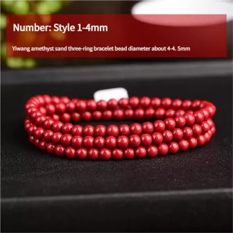 Natural Red Cinnabar Crystal Mala Bracelet – 108 Beads Triple Wrap Amulet for Luck & Protection