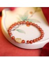 Cherry Red Nanhong Agate Bracelet with Jade Gourd – Elegant Natural Energy Jewelry