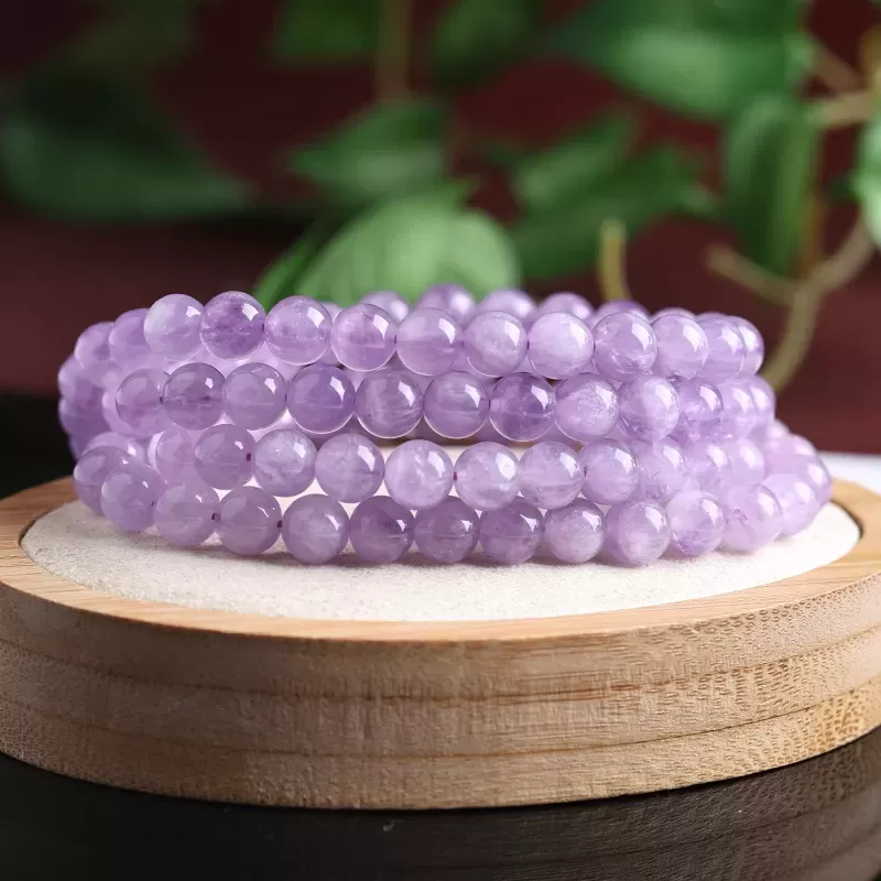 Natural Lavender Amethyst 108 Mala Beads Bracelet – Fire Element Spiritual Energy for Tranquility