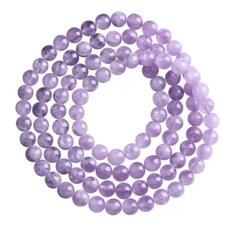 Natural Lavender Amethyst 108 Mala Beads Bracelet – Fire Element Spiritual Energy for Tranquility