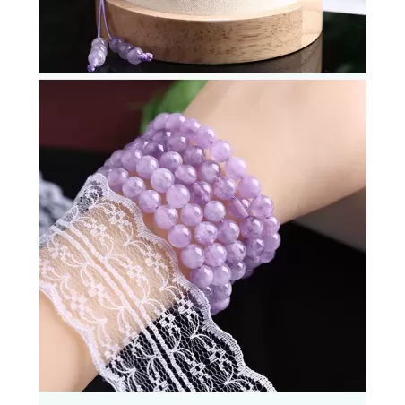 Natural Lavender Amethyst 108 Mala Beads Bracelet – Fire Element Spiritual Energy for Tranquility