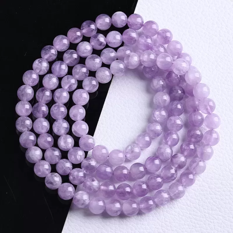Natural Lavender Amethyst 108 Mala Beads Bracelet – Fire Element Spiritual Energy for Tranquility
