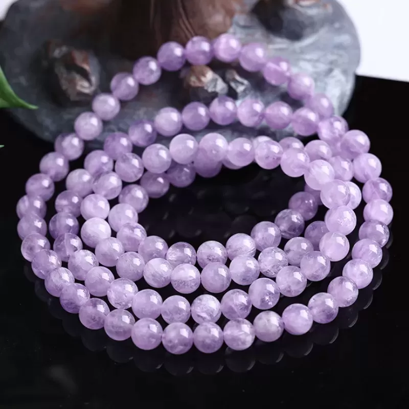 Natural Lavender Amethyst 108 Mala Beads Bracelet – Fire Element Spiritual Energy for Tranquility