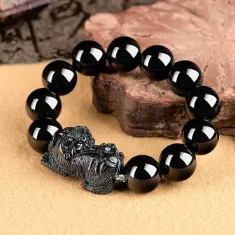 Black Jade Pixiu Bracelet – Natural Jadeite Wealth Charm for Men