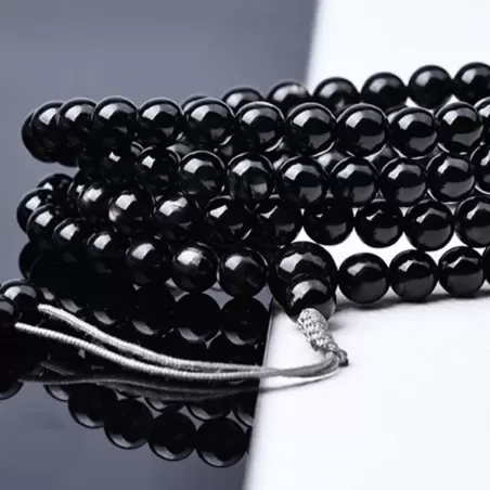 Natural Egyptian Goldstone 108 Mala Beads Bracelet – Cat’s Eye Crystal for Fortune, Energy & Water Element Balance