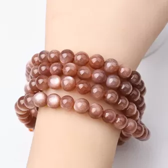 108-Bead Natural Sunstone Mala Bracelet – Golden Flash Helio Stone for Vitality, Fortune & Elemental Harmony 2