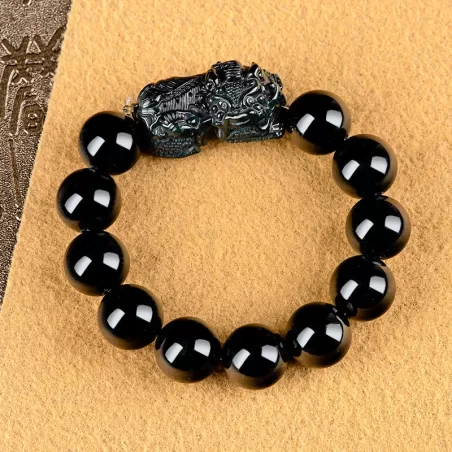 Black Jade Pixiu Bracelet – Natural Jadeite Wealth Charm for Men