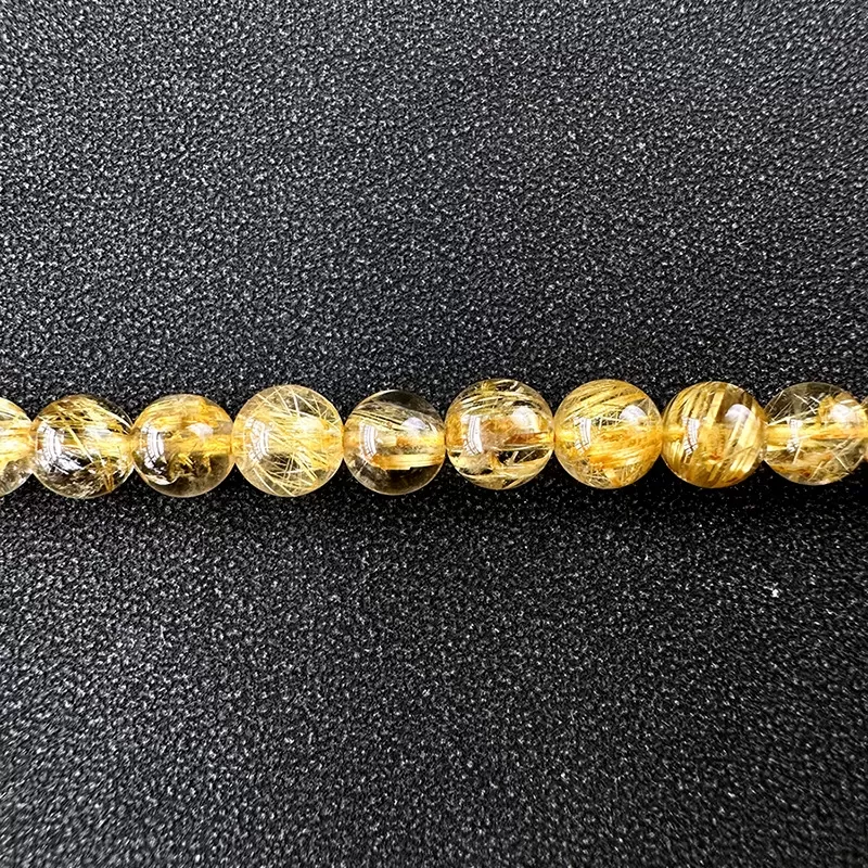 Golden Rutilated Quartz 108 Mala Beads Bracelet – Natural Titanium Crystal Wrap for Clarity, Fortune & Earth-Metal Element Balan