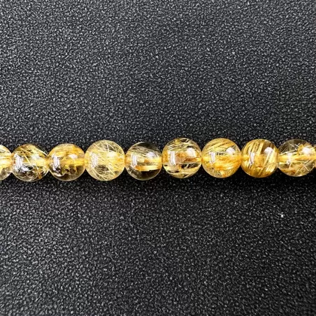 Golden Rutilated Quartz 108 Mala Beads Bracelet – Natural Titanium Crystal Wrap for Clarity, Fortune & Earth-Metal Element Balan