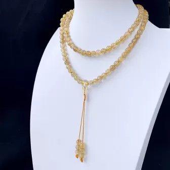 Golden Rutilated Quartz 108 Mala Beads Bracelet – Natural Titanium Crystal Wrap for Clarity, Fortune & Earth-Metal Element Balan 2