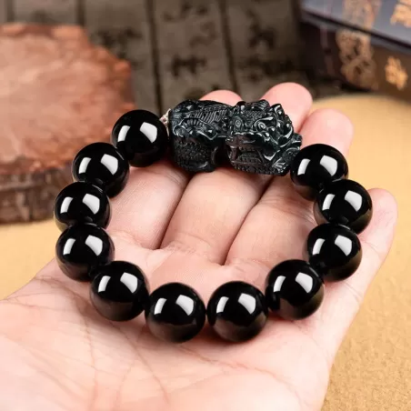 Black Jade Pixiu Bracelet – Natural Jadeite Wealth Charm for Men