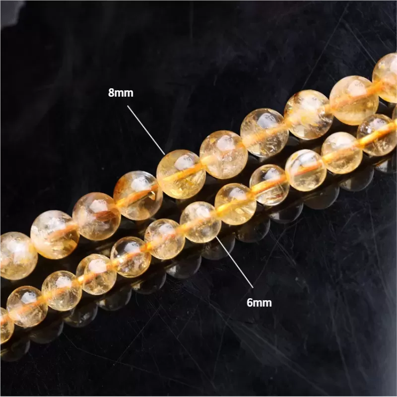 108-Bead Yellow Aze Ice-Snow Crystal Mala Bracelet – Natural Citrine with Rainbow Light for Earth Element Balance & Abundance